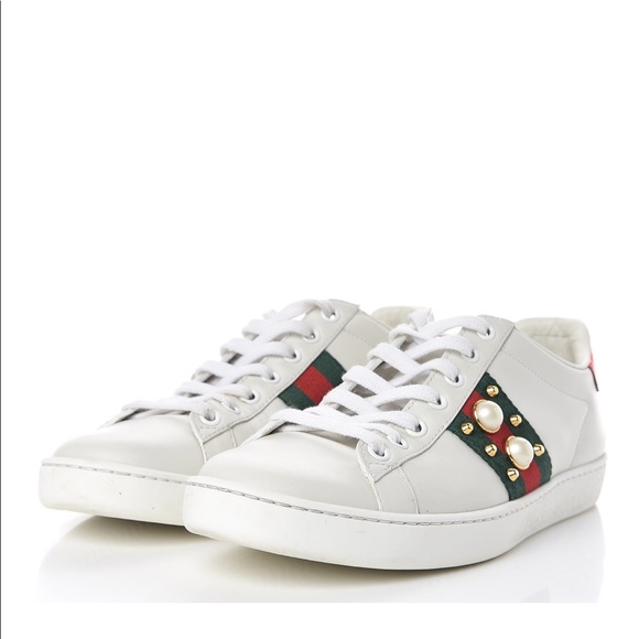 WEB PEARL GUCCI ACE STUDDED SNEAKERS - Picture 4 of 4